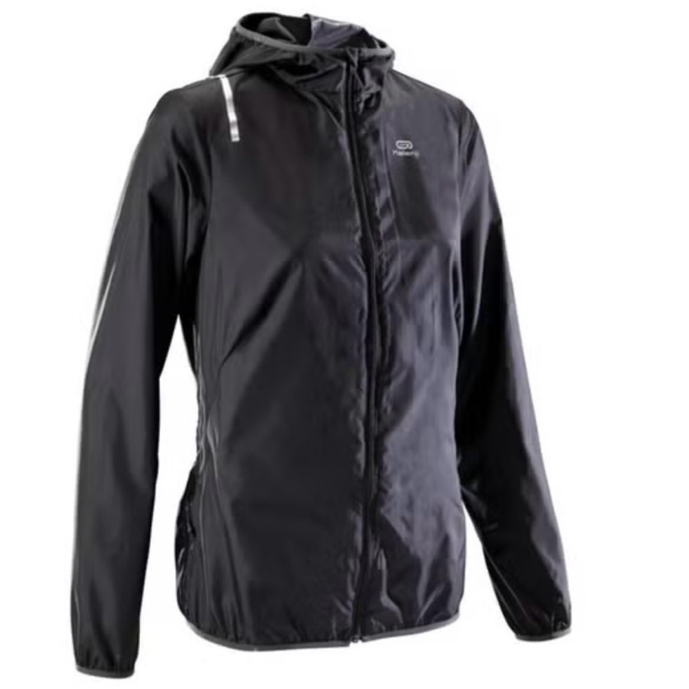 Decathlon Gray Lightweight Hooded Running Jacket Windbreaker Size Small Like New